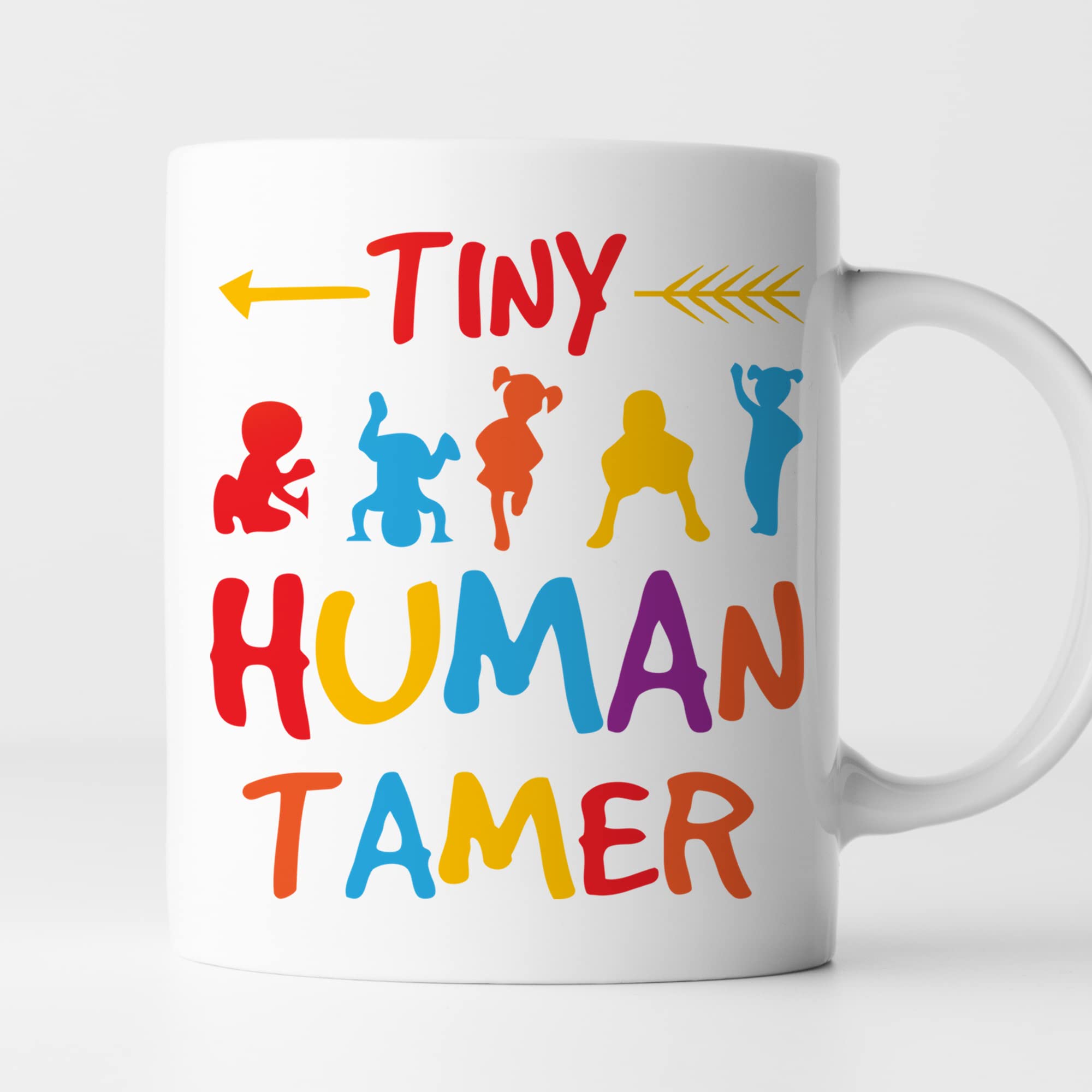 VIGAT -11Oz- Tiny Human Tamer Coffee Mug, Funny Kindergarten Primary Secondary Teacher Mug, Special Education Teacher Mug, Educator Mug, White Ceramic Glossy Mug Gift for Family, Friends, Coworkers