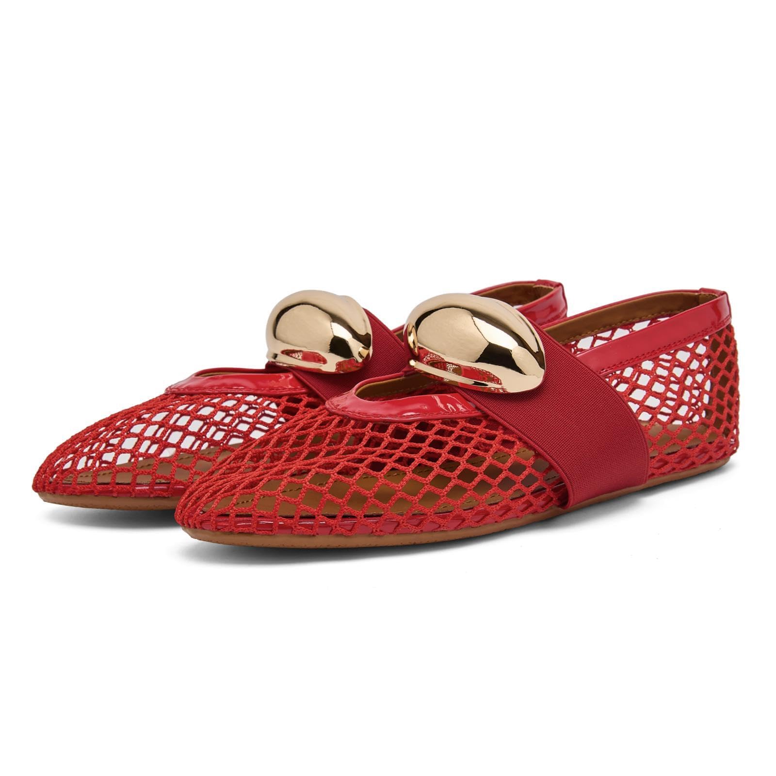 Bailarinas Mary Jane planas de malla con pedrería y hebilla ajustable 8