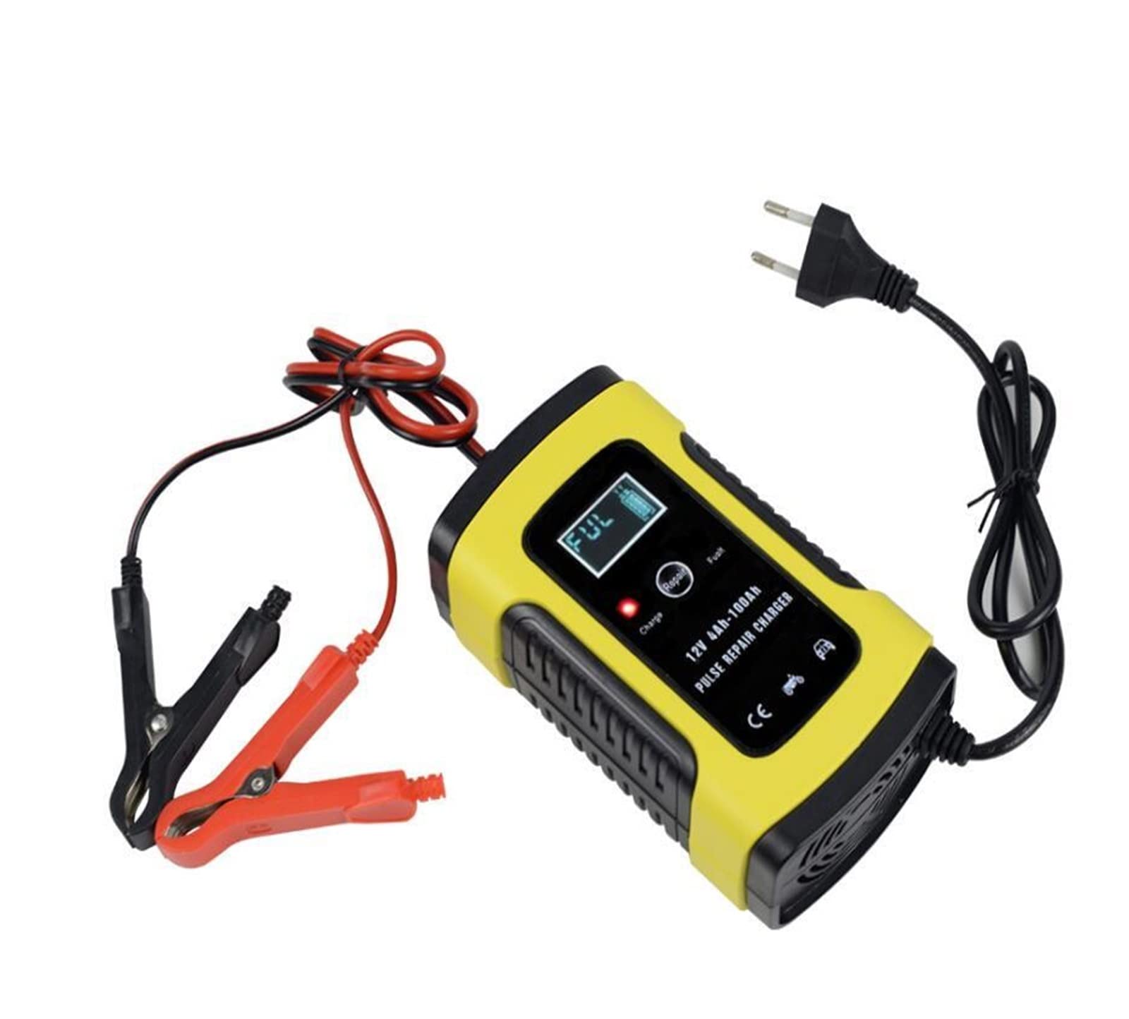Caricabatterie per auto Caricabatterie for riparazione auto completamente intelligente 12V 6A Caricabatterie for accumulatore di batterie al piombo automatico intelligente veloce con ventola di raffre