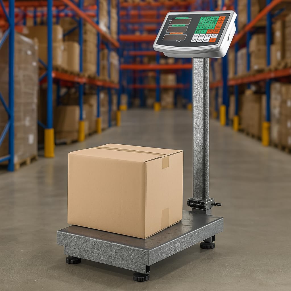 Balance Plateforme à Colonne Électronique – 60 kg – Précision 100 g – Plateau 300x400 mm – Secteur & Batterie – Affichage LED