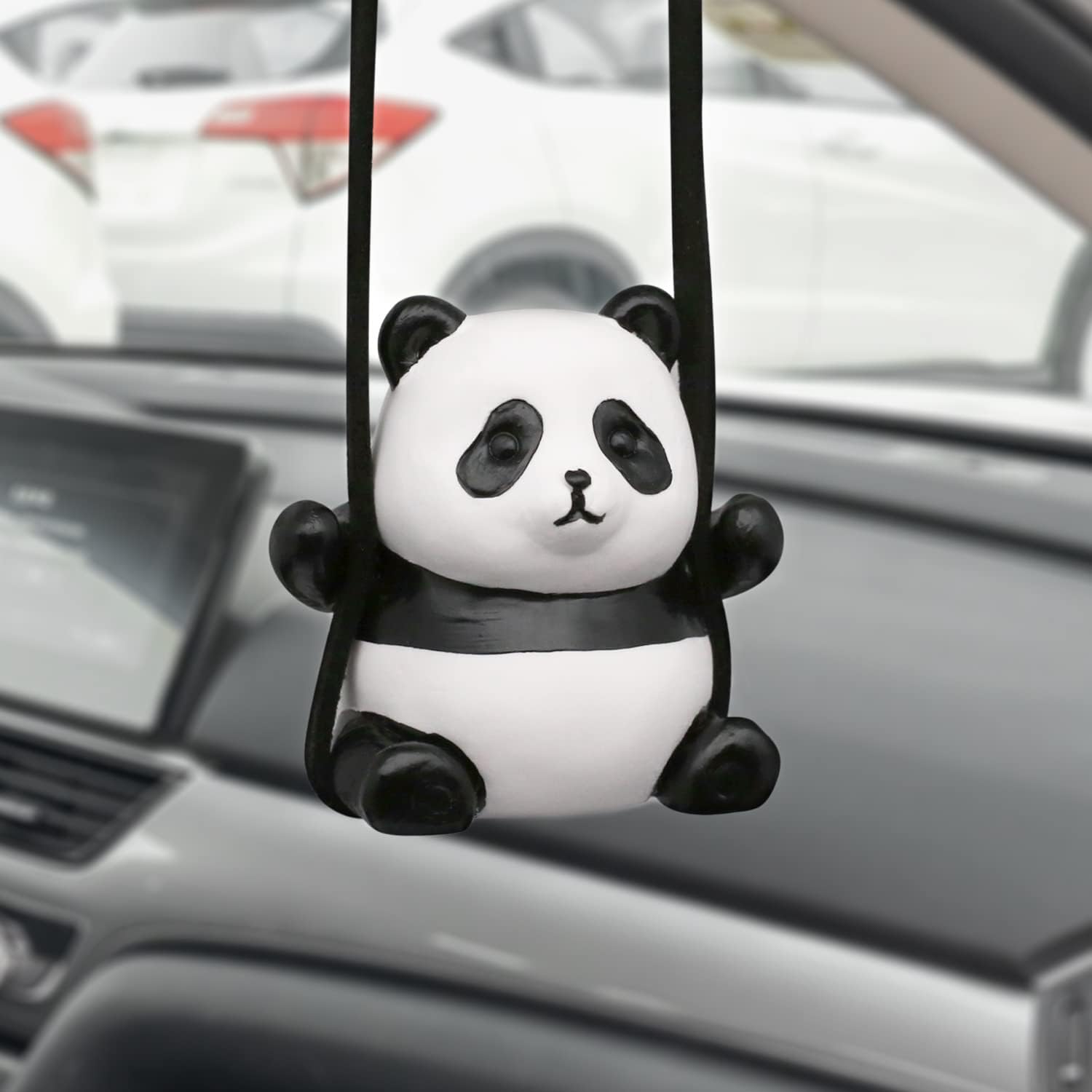 Panda Car Hanging Ornament - Swinging Panda Hanging Swing for Rear View Mirror, Funny Car Decor