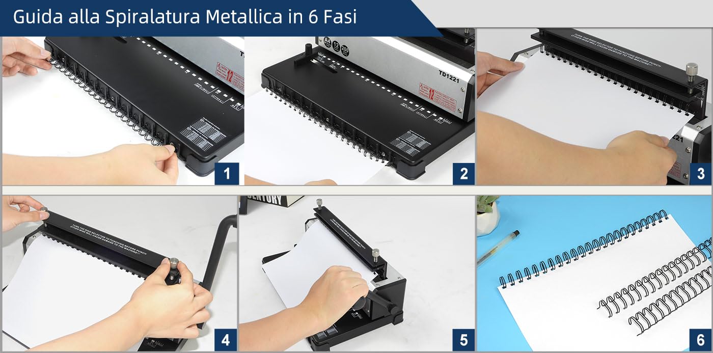 RAYSON 23 Anelli Spirale Metallica per Rilegatura, 210 Fogli, A4, Confezione da 50 Pezzi