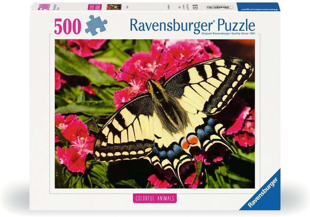 Ravensburger Colorful Animals - Butterfly - 500 Piece Jigsaw Puzzle | Delicate and Colorful Wings in Nature | FSC-Certified Pieces