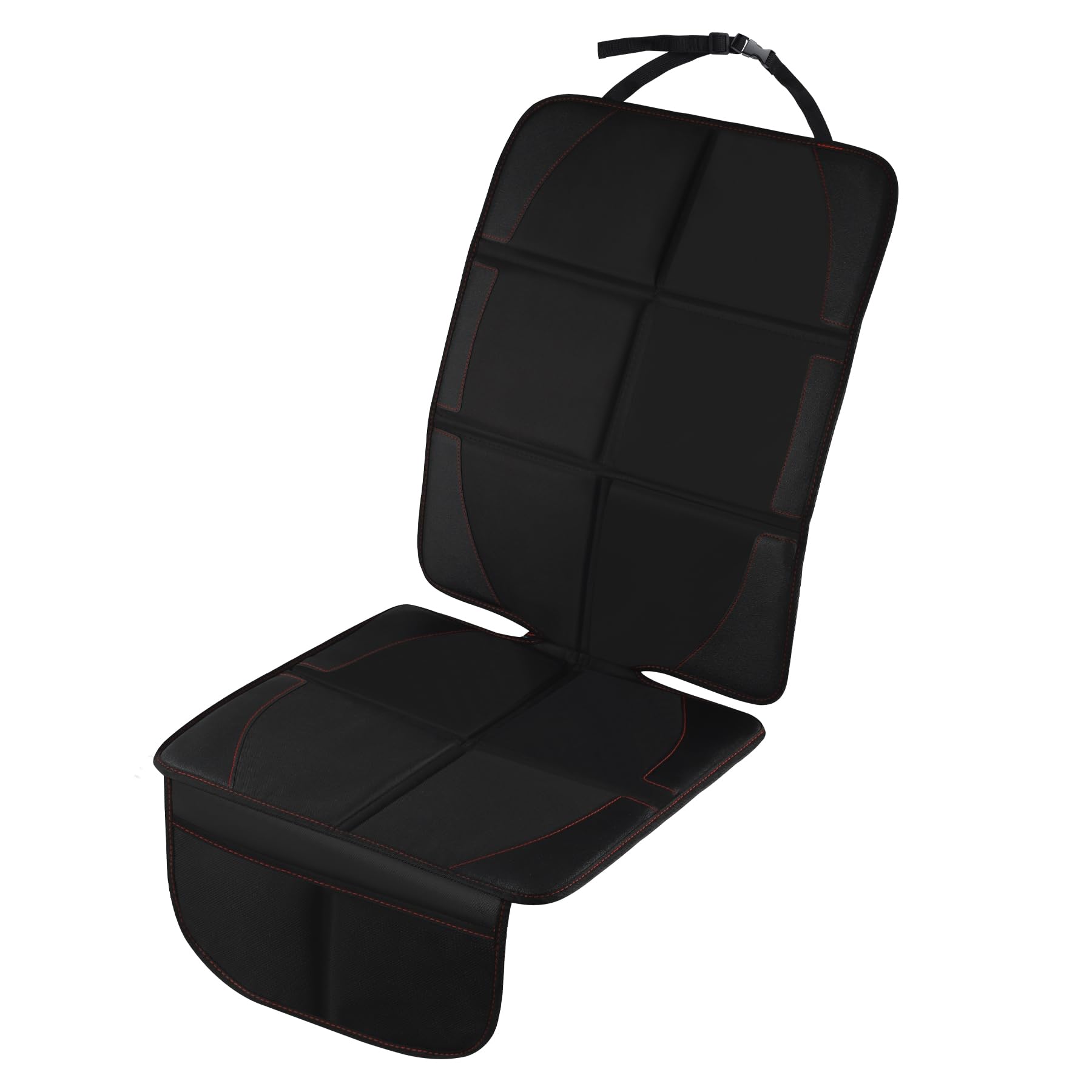 alpmosnCar Seat Protctor, 1 Pack Car Seat Mat with Thickest Padding, Waterproof 600D Car Seat Covers for Non-Slip Backing, Baby/Pets Seat Protective Pad with Storage Pockets (Black)