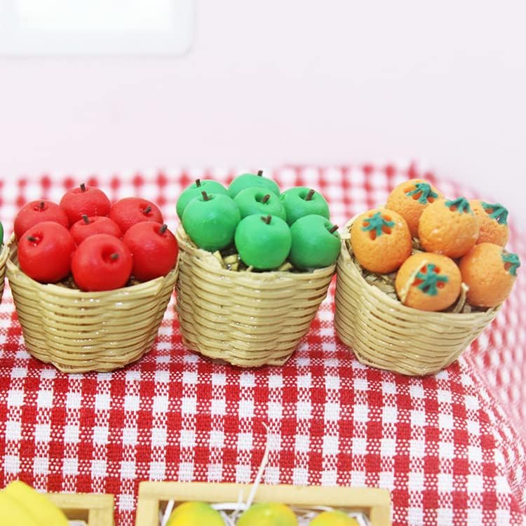 Exasinine Set De 28 Figuras Miniatura De Verduras Y Alimentos – Cesta Y Accesorios Para Cocina Mini, Juguete Para Tienda Y Casa De Muñecas