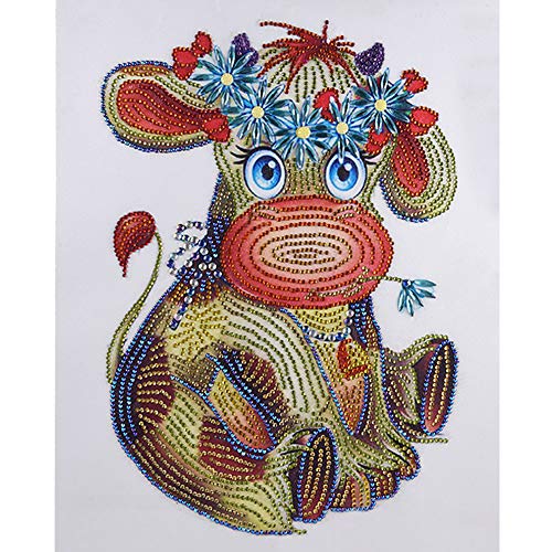 DIY 5D Diamond Painting Kit, Cross Stitch Crystal Embroidery Rhinestones Craft 5D Drilled Resin Diamond Painting by Number Kits (Cow)