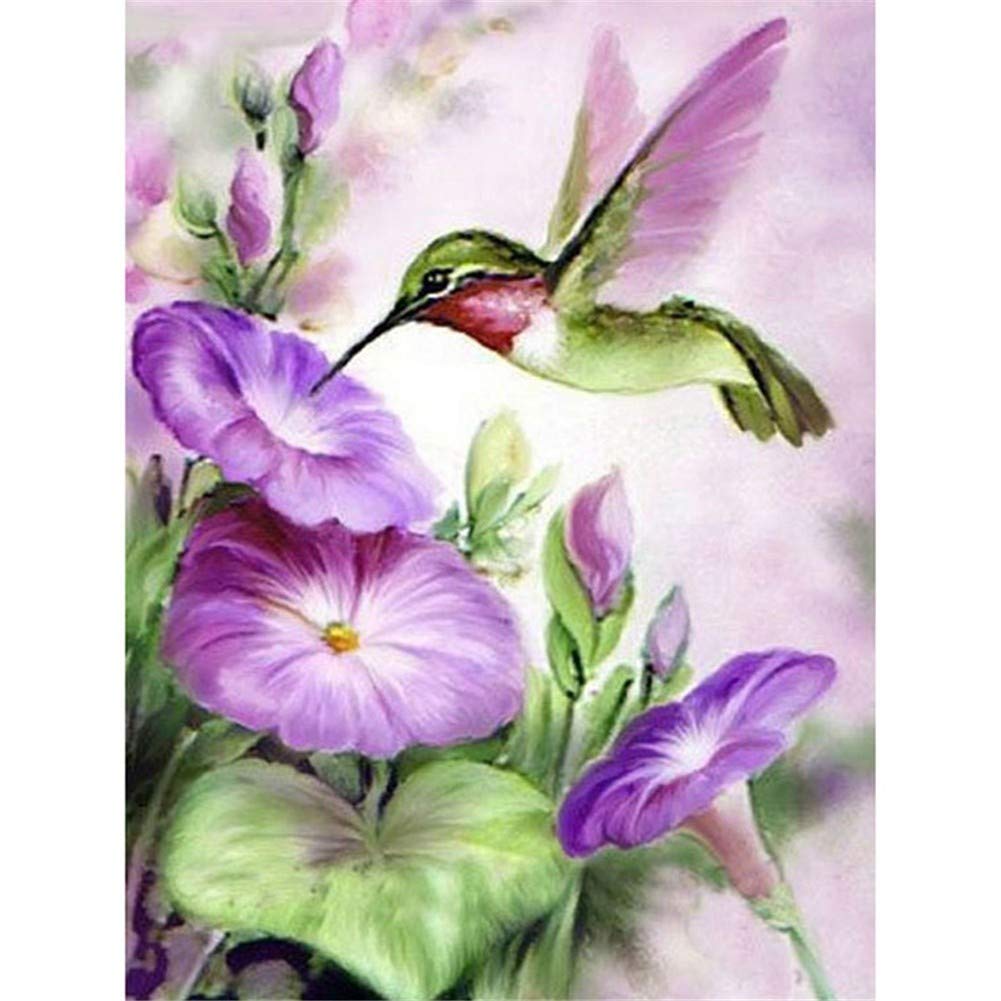 Diamant art painting oiseaux fleurs strass carrés haut de gamme