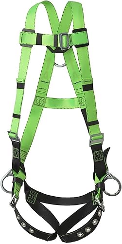 Peakworks Arnés de seguridad de cuerpo completo con protección contra caídas, ajuste de 5 puntos con indicador de caída, anillos en D traseros y