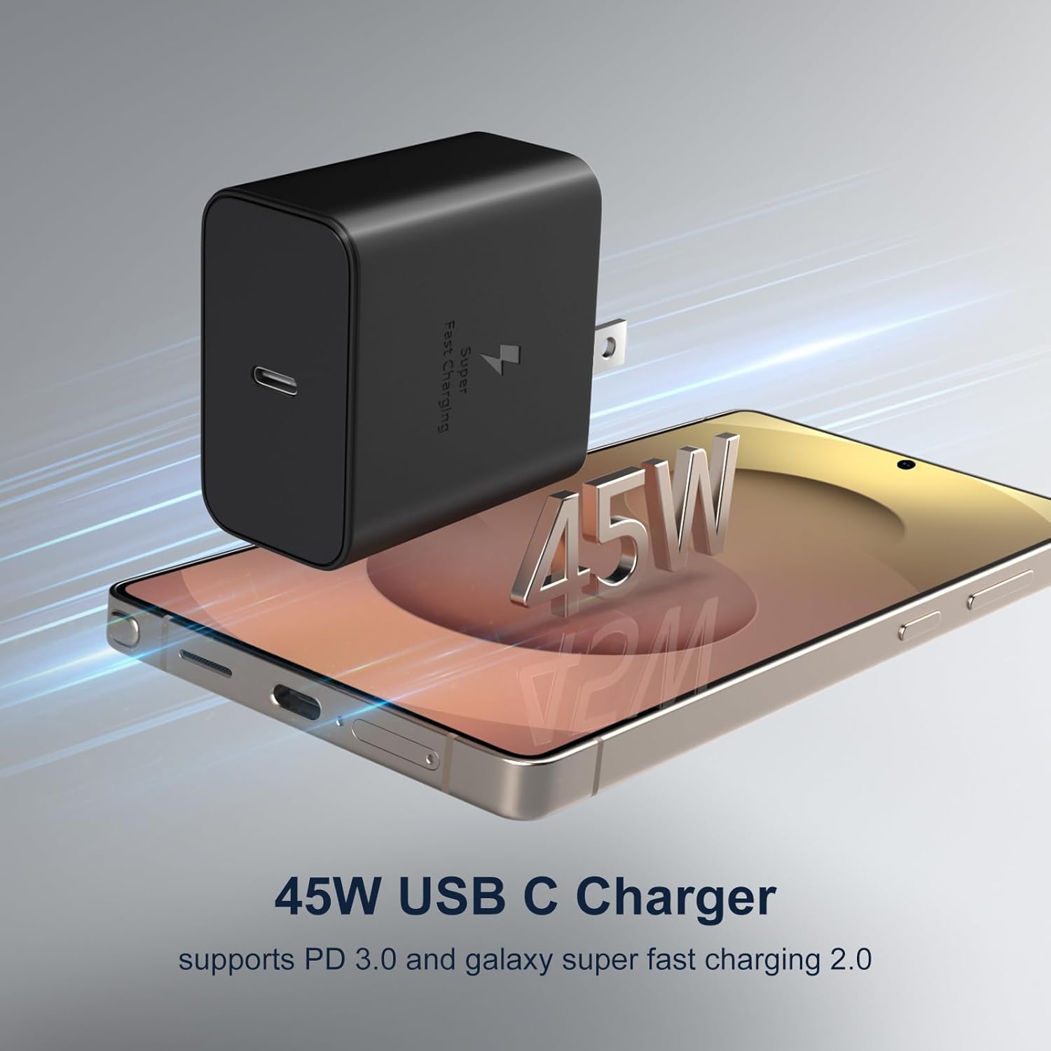 45W USB C Charger for Galaxy S26 S25 Ultra, Excgood Super Fast Charging Block with 6ft USB C to C Cable Compatible with Galaxy S24 FE S23 S22 S21, Note, Tab S12, iPhone 17 Pro Max -2Pack,Black thumbnail