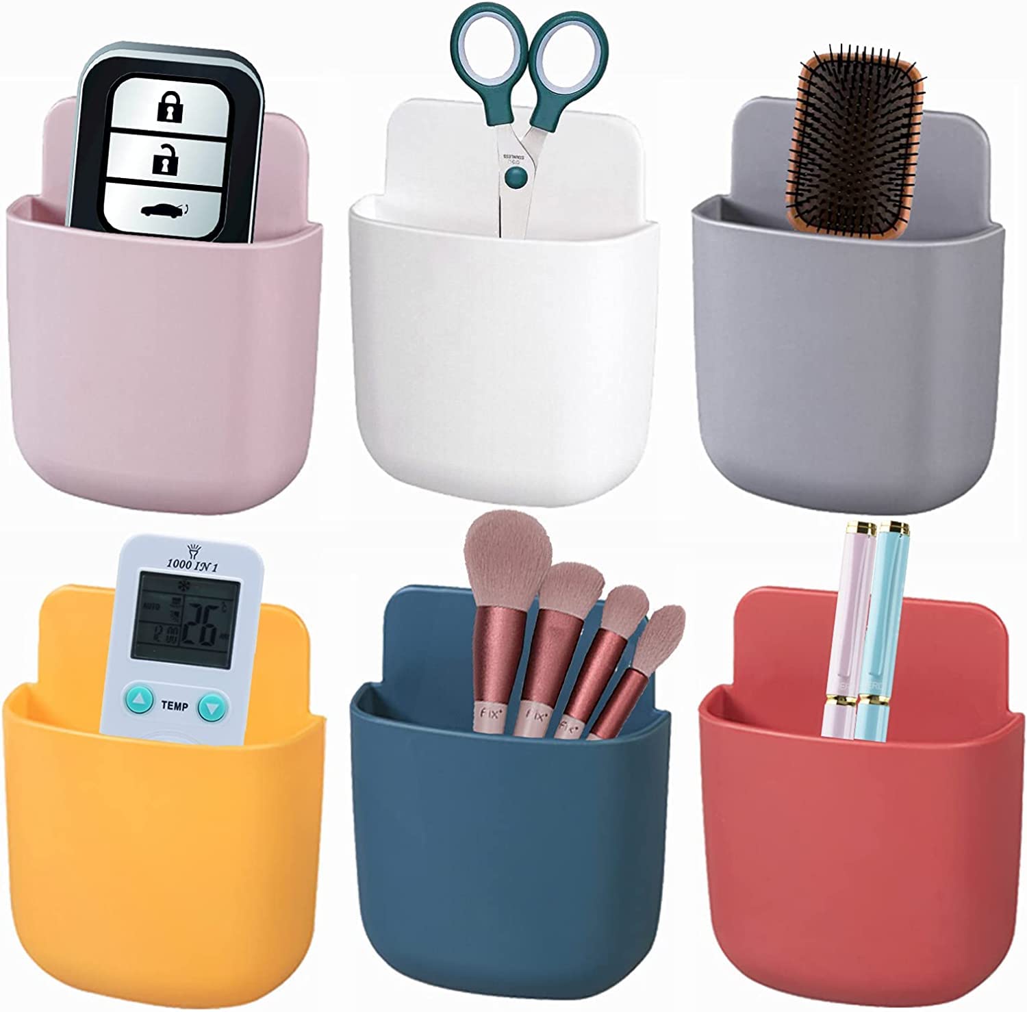 draval 6 Piece plastic Wall Mounted Storage Box Remote Storage Organizer Case for Air Conditioner TV Mobile Phone Plug Holder Stand Rack, Phone Charger Plug Holder (Pack of 6 Pieces) (Multi-Color) (B09FKBZ5BD) Amazon Price History, Amazon Price Tracker