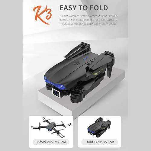 Miniatura 6 de Dron K3 con cámara FPV HD 4K Helicópteros RC Juguetes voladores con modo de retención de altitud sin cabeza ajuste de velocidad de arranque de una