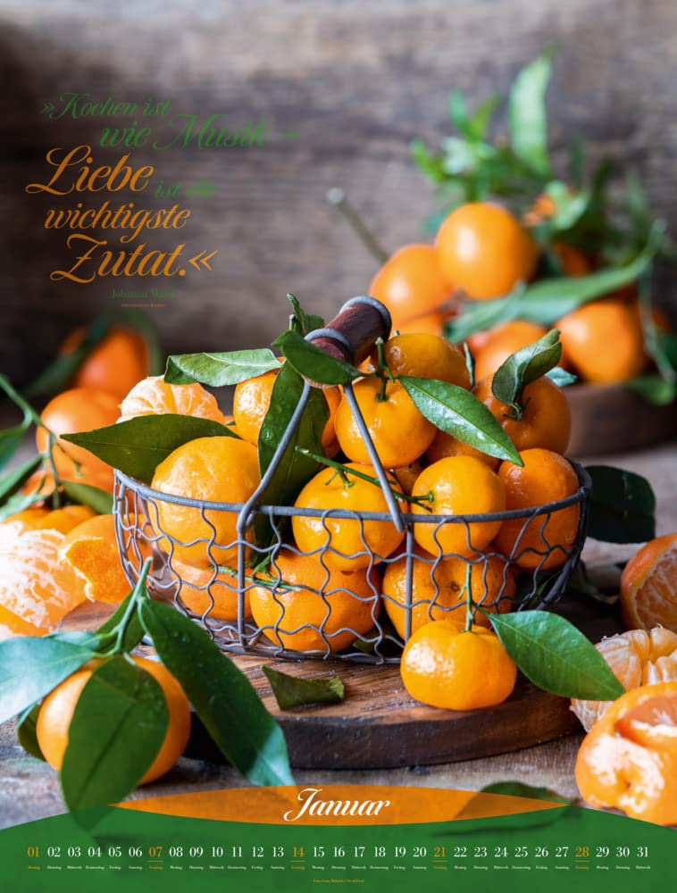 Art Culinaire Kalender 2024, Wandkalender mit Zitaten im Hochformat (50x66 cm) - Lifestyle-Kalender für Küche, Kochliebhaber und Gourmets