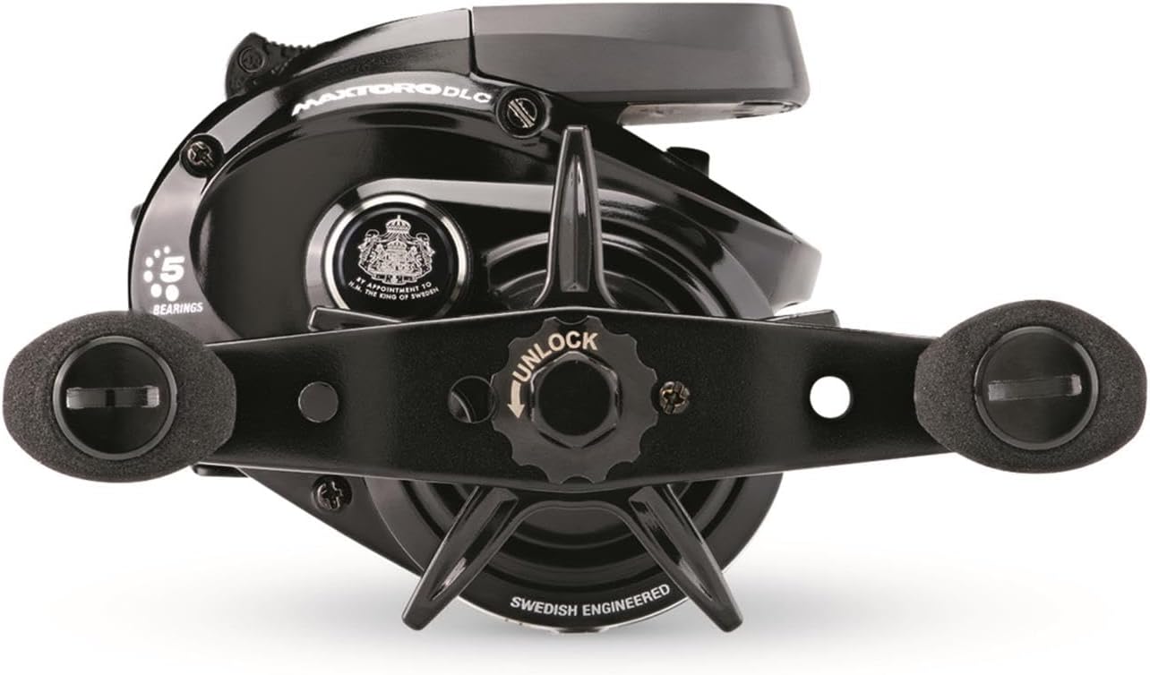 Abu Garcia Max Digital Line Counter Low Profile Baitcast Reel, Size 50LP (1498759), Carbon Fiber Star Drag, Max of 20lb | 9.0kg, Durable, Lightweight and Strong, Black