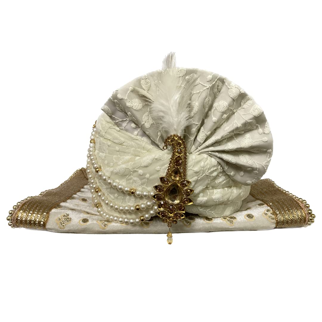 GenericElite Pagdi Handcrafted Wedding Turban Kalangi Safa with Stall/Patka Set - Traditional and Fashionable Headwear, PS5