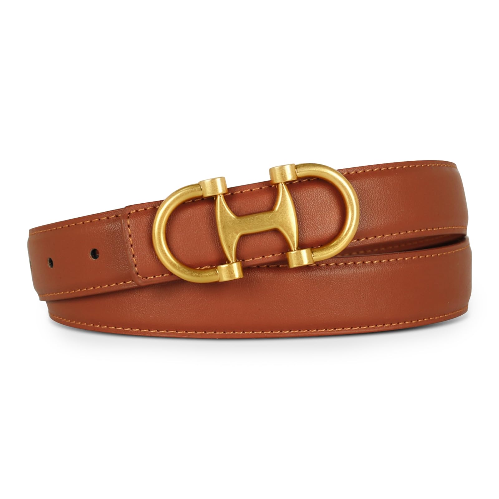 Women's Leather Belt with Buckle - Ideal for Dresses, Jeans, and Coats