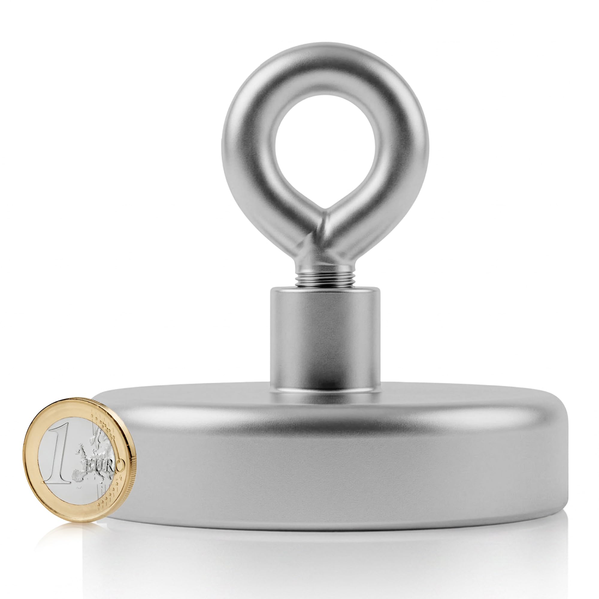 Magnes neodymowy z oczkiem – Ø 75 mm – neodymowy (NdFeB) cynk – siła przyczepności 160 kg – silne magnesy (oczka magnetyczne) supermagnesy o ekstremalnej przyczepności do zastosowań przemysłowych i domowych