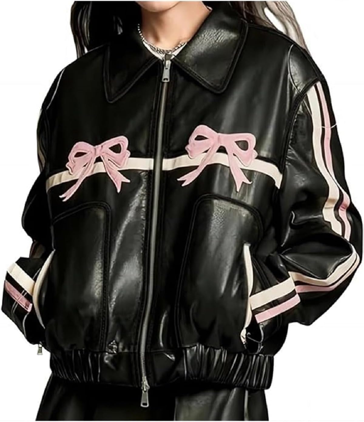 90s vintage short leather jacket （ S ） Vintage Women's Leather Jacket, Crop Top, Short Leather