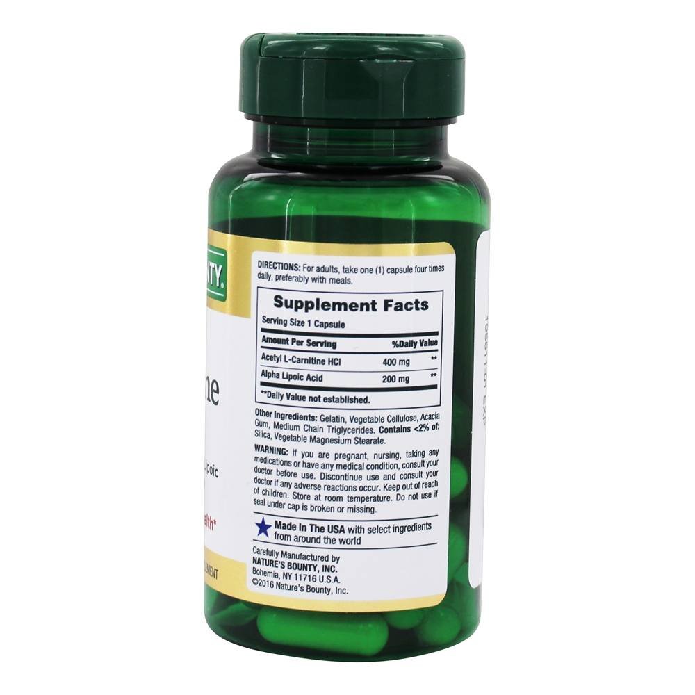 Amazon.com: Nature's Bounty L-Carnitine 400 mg & ALA 200 mg, 30 Capsules : Health & Household Amazon.com: Nature's Bounty L-Carnitine 400 mg & ALA 200 mg, 30 Capsules : Health & Household
