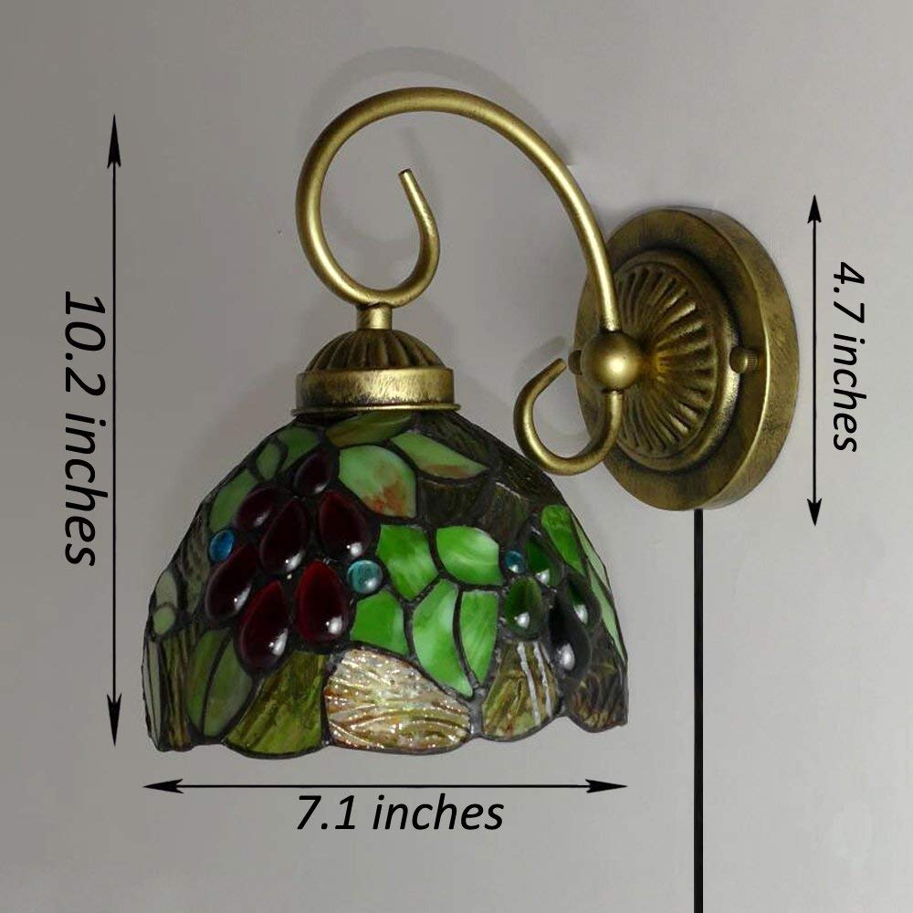 アンティークな壁掛照明器具　2灯　ガラス製ビー玉風シェード　お洒落な玄関照明葡萄 アンティークのペンダントライト、葡萄の模様のガラスシェード(k-5065