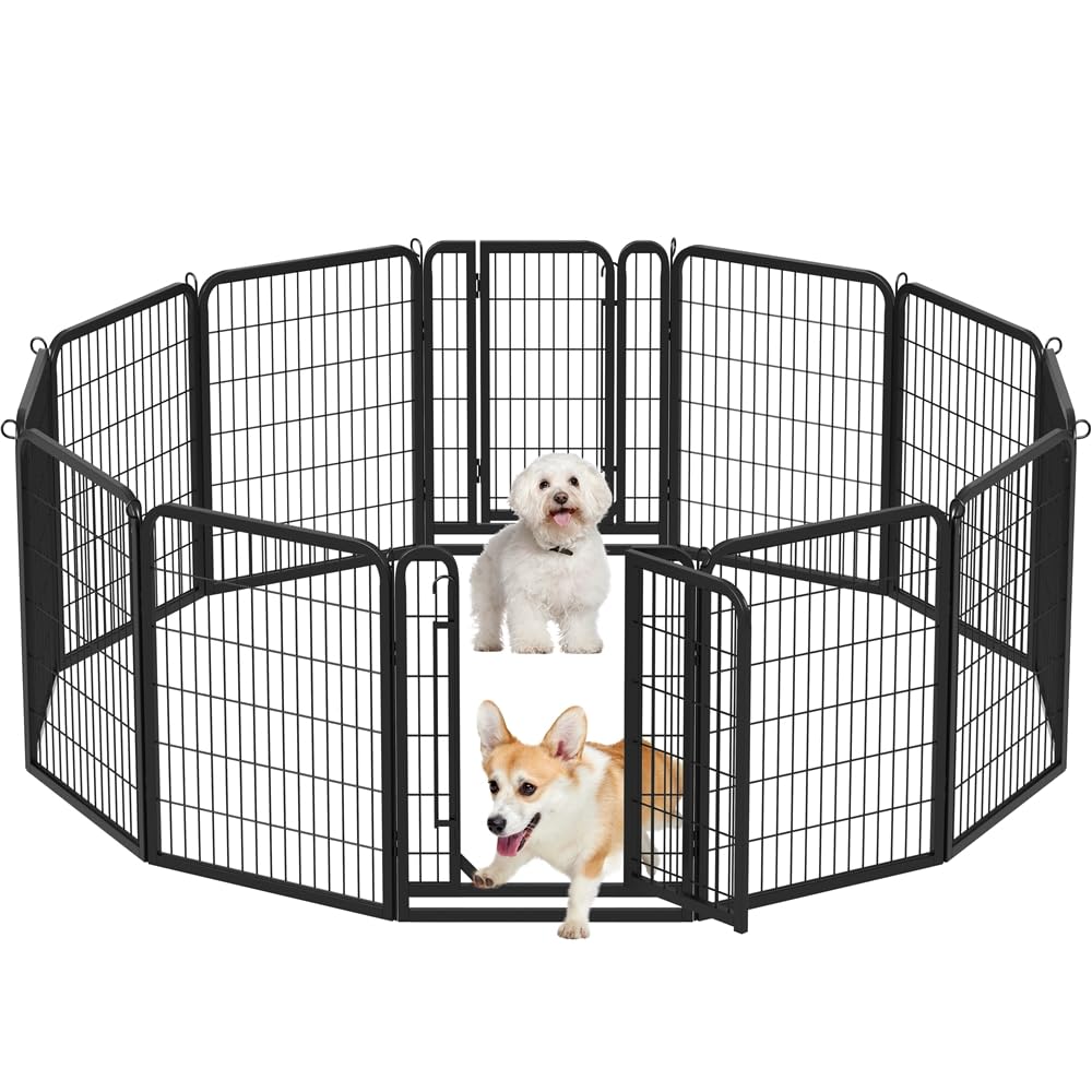 Yaheetech Recinto per Cani 12 pz 65 x 80 cm Cuccioli Conigli Gatti Animali Domestici da Interno e Esterno Giardino Rete Recinzione Ferro
