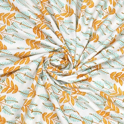 Image of BLOCKS OF INDIA Hand Block Printed 200 TC Cotton King Size Bedsheet (Brown Leaf)