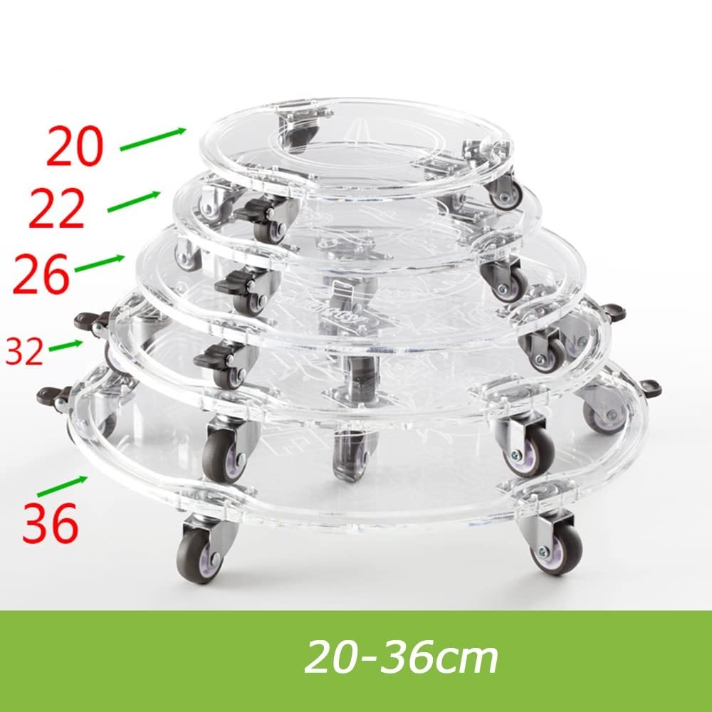 Pflanzentrolleys mit Rädern, robuster Caddy – 11 Zoll Bremse, runder Topf-Caddy, Topf, Topf für drinnen und draußen, Hausgarten, Acryl (Durchmesser: 2