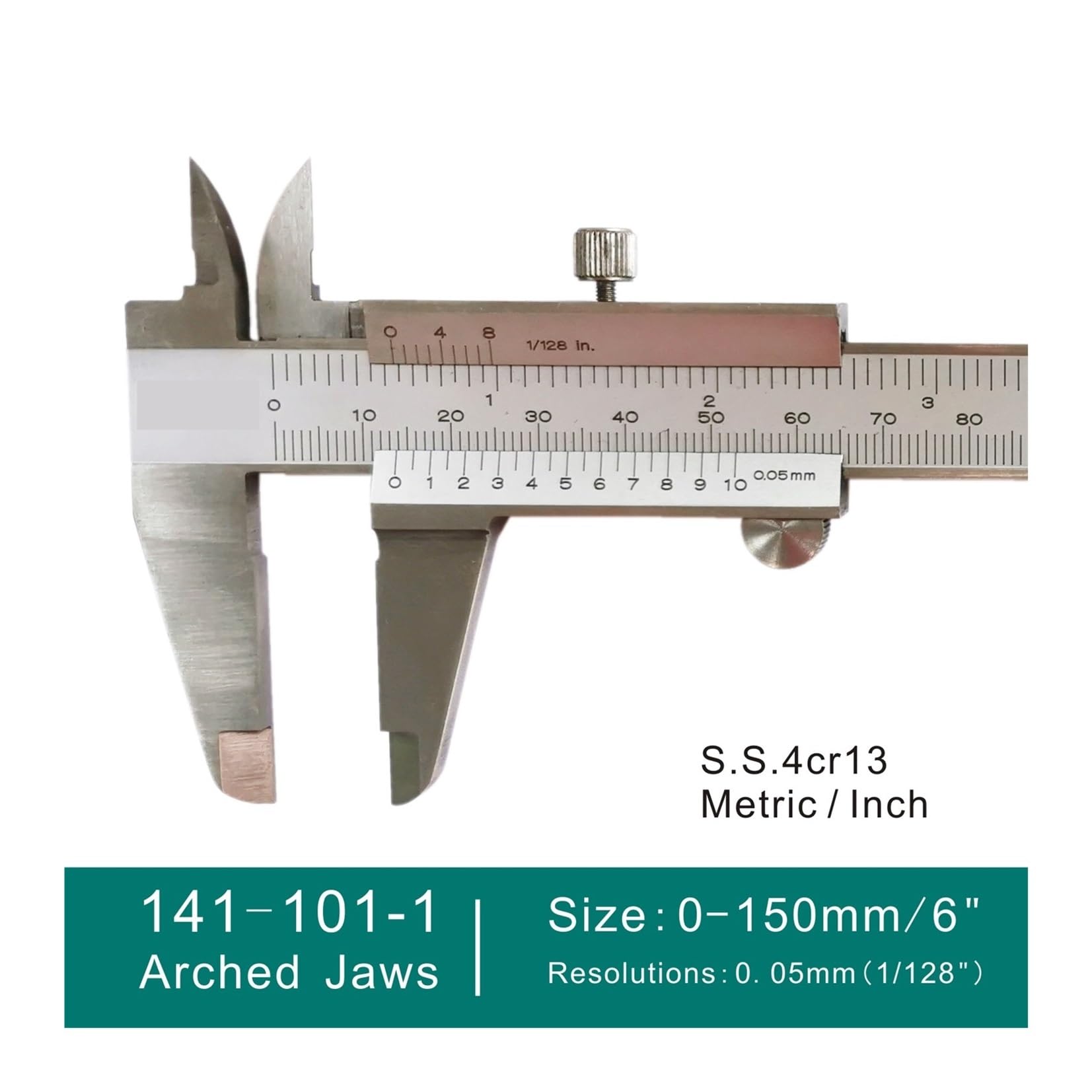 Pie de Rey Monobloque Acero Inoxidable 150mm/6 Estándar DIN 200mm/8 con Ajuste Fino 300mm/12(141-101-1 150x0.05mm)