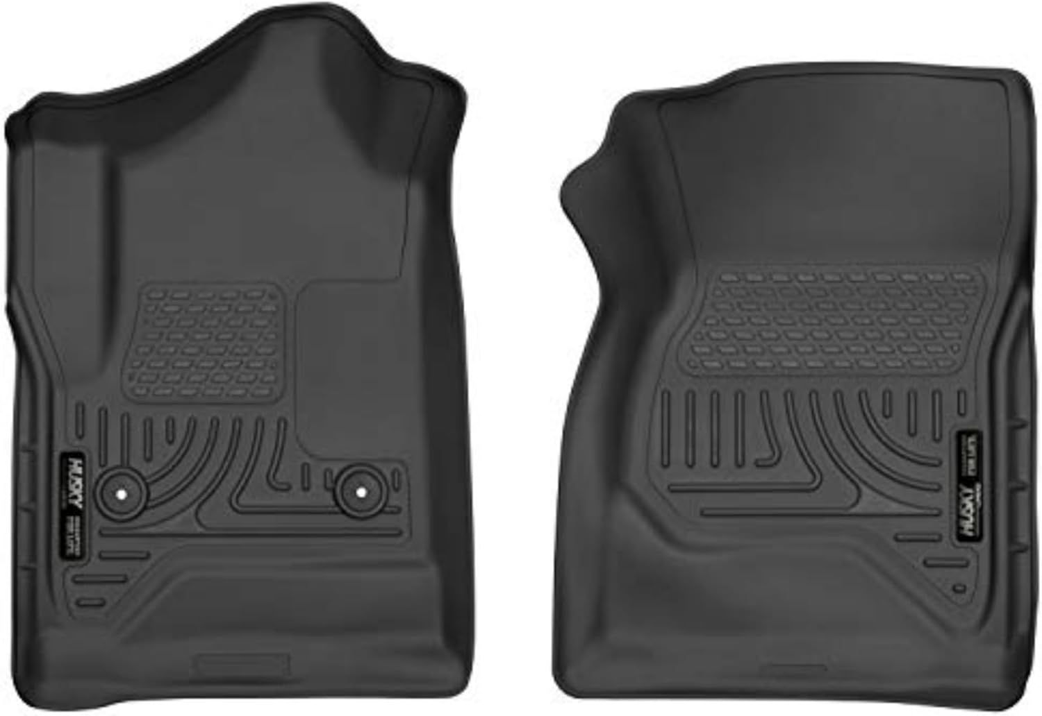 Husky Liners Weatherbeater Floor Mats | Fits 2014-2018 Chevrolet Silverado & GMC Sierra 1500 Standard CAB; 2015-2019 Silverado & Sierra 2500, 3500 Standard CAB | Front Row, 2-pc Black - 18241HUL