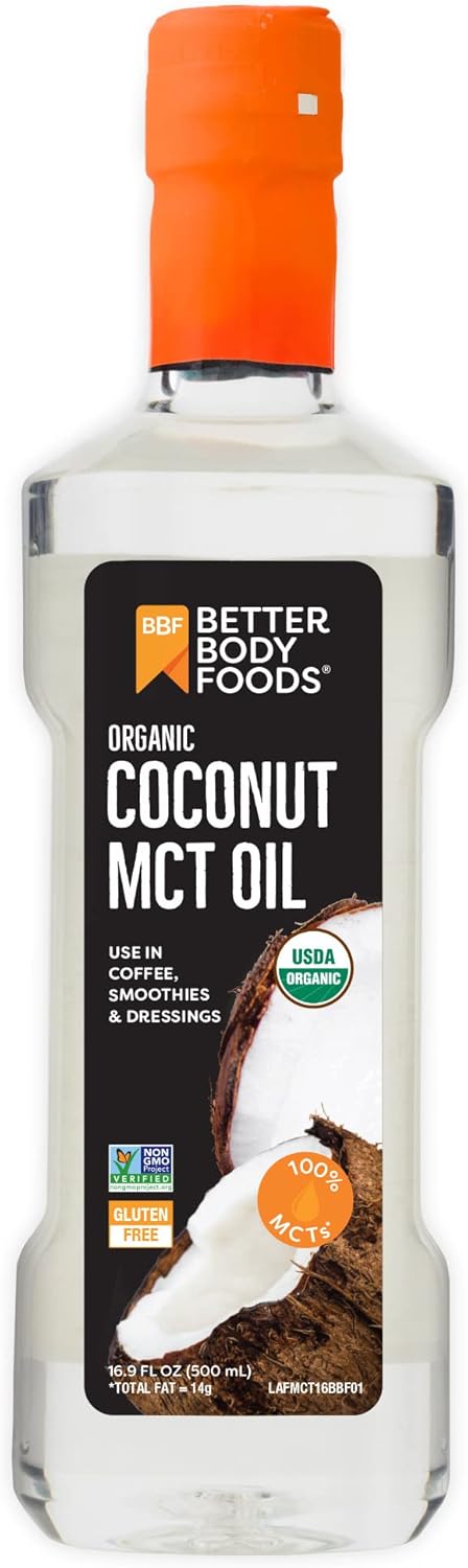 BetterBody Foods' Organic Coconut 100% MCT Oil - Keto-Friendly - C8 & C10 - Gluten Free, vegan