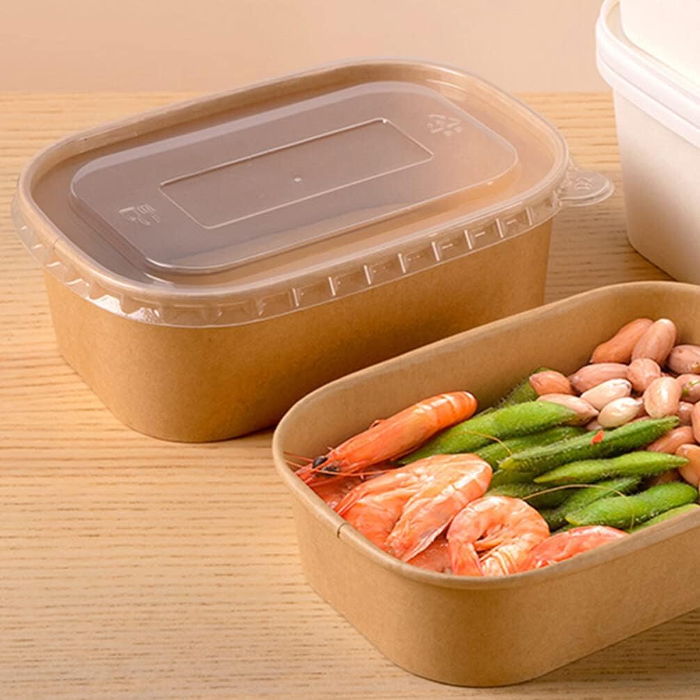 Hemoton Kraft Meal Box Disposable Food Containers with Lids 20-Pack 6.73X4.64X1.57 Inch Microwave Safe Takeout Boxes for Food Storage and Meal Prep