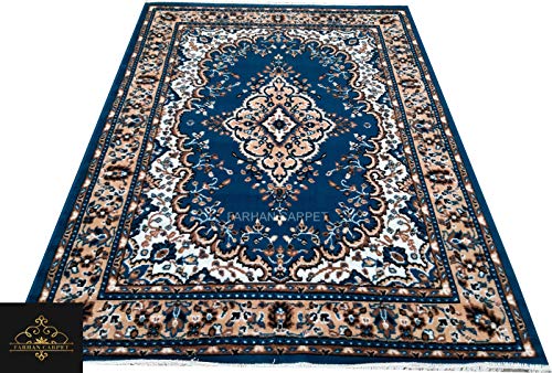 Image of Floral Rectangular Carpet Velvet Touch 6.0X 8.0 Feet Till Blue E
