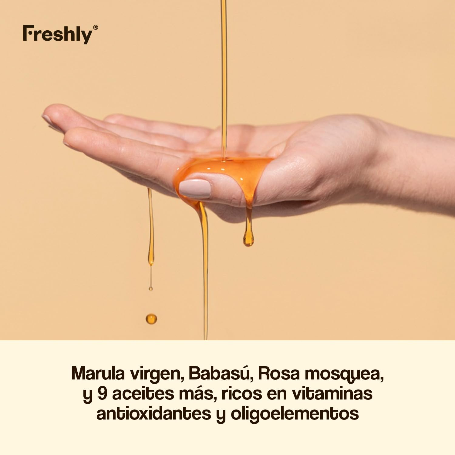 Freshly - Aceite Corporal Natural Golden Radiance Body Oil - Hidratante y Reafirmante - Con 12 Aceites Vegetales - Ideal para Estrías y Cicatrices - Apto Embarazo - 100 ml