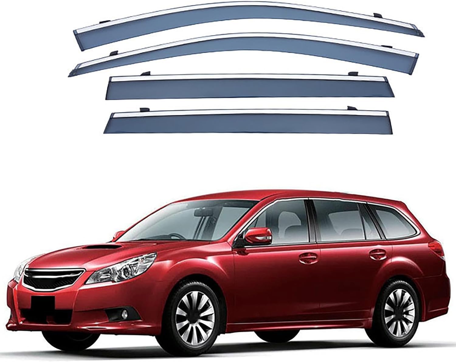FengXH Window Deflectors for Subaru Legacy Wagon MK5-BR 2009-2014- 4pc Smoke Tint, Waterproof, Noise Reducing.