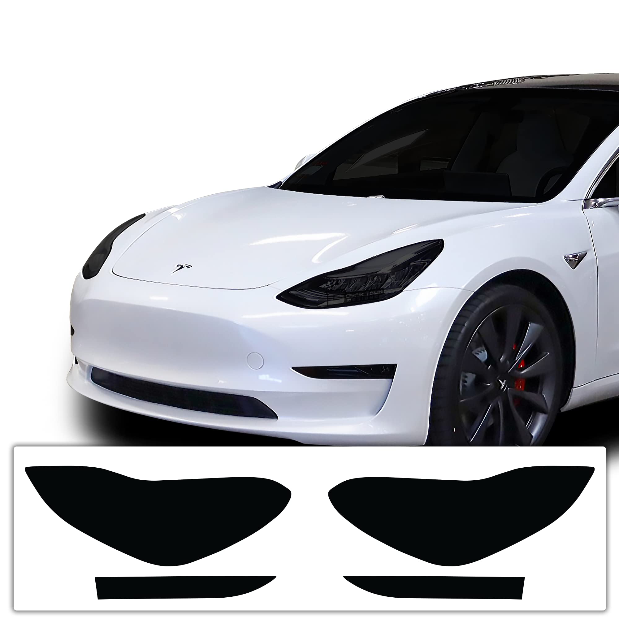 BOGAR TECH DESIGNS Headlights Smoke Tint PPF, Smokey Headlamp Cover, Head Lamp & Fog Light Tint Kit Car Accessories Compatible with Tesla Model 3 2017