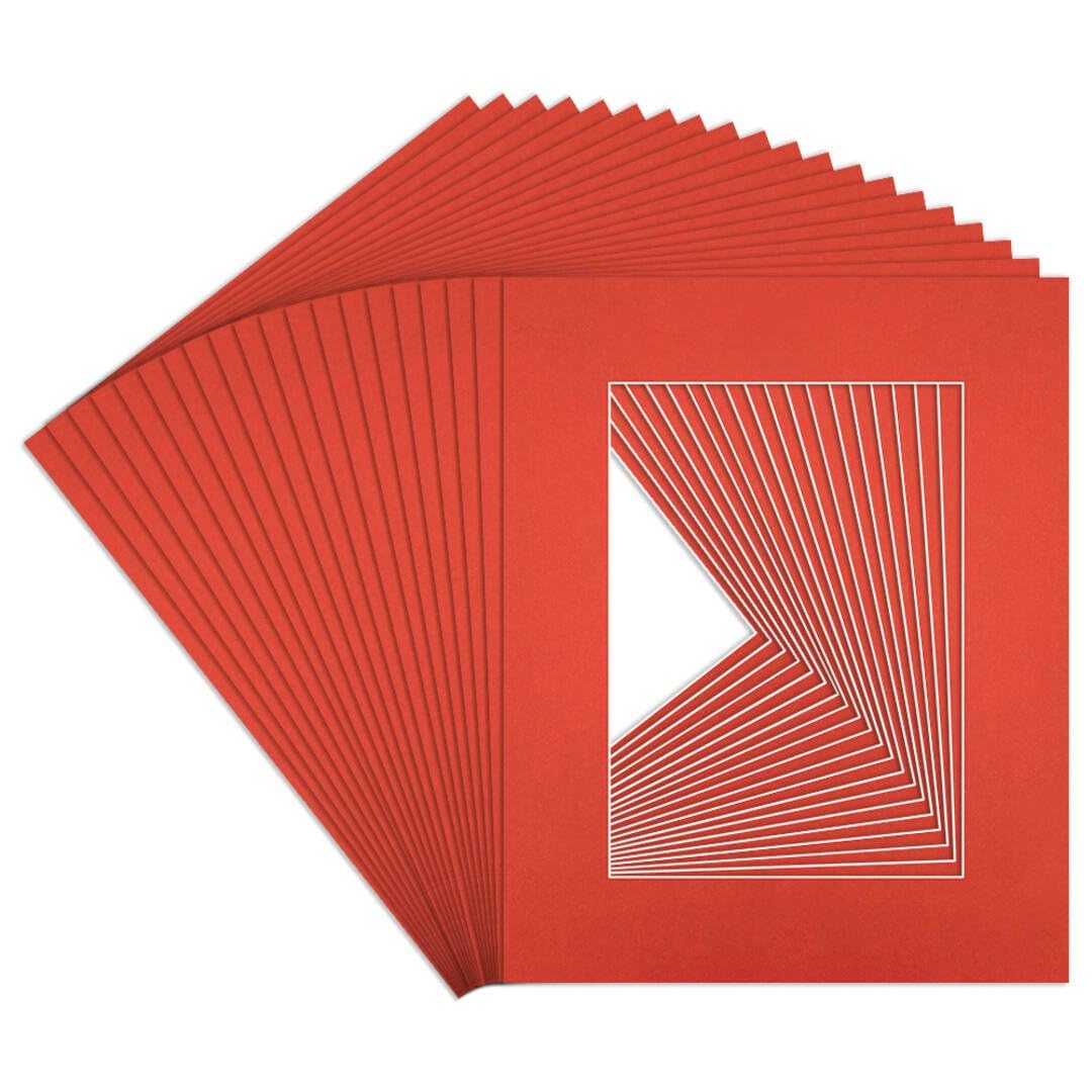 Procut Global 10x8" Poppy Red Picture Mounts to Fit 7x5" Aperture - Precision Cut Cardboard Photo Mount - Ideal for Frames, Prints, Artwork & Certificates - Sizes & Colours Available - 20 Pack