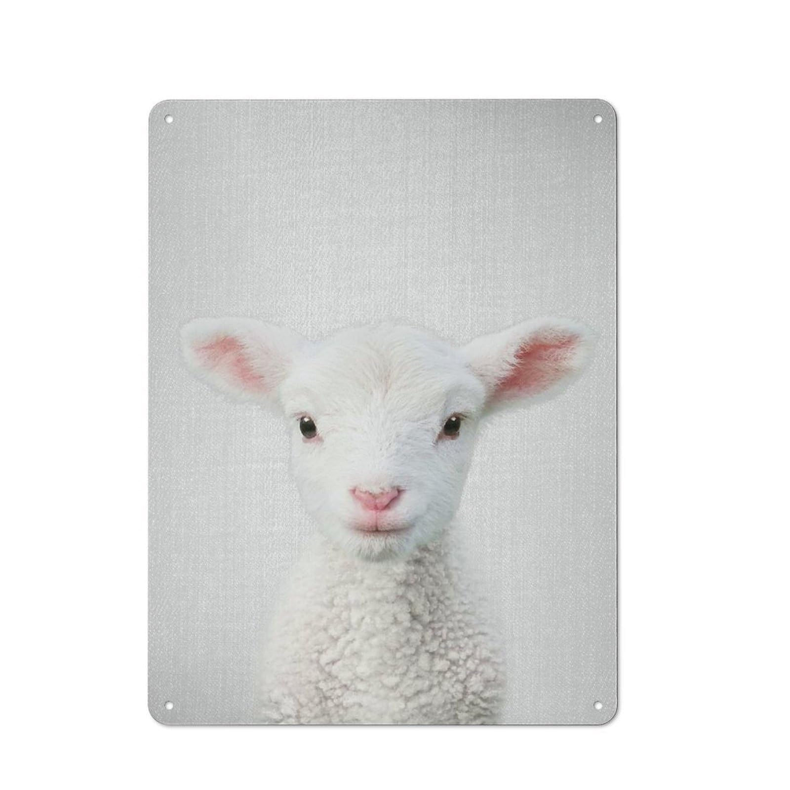Junmoney Style-22 Lamb Colorful Workshop Style Metal Wall Decor 40X30cm, Garage Metal Sign For Workshop, Basement, Shed Or Games Room
