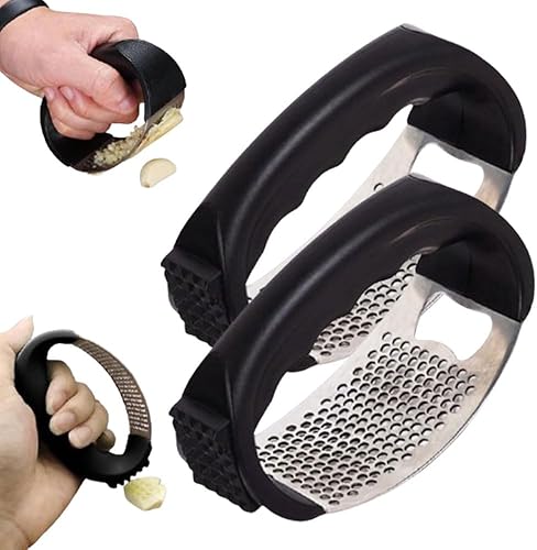 Miniatura 8 de Prensa de ajo de acero inoxidable, trituradora de ajos, trituradora de ajos manual portátil, resistente, picadora de ajos para utensilios de cocina