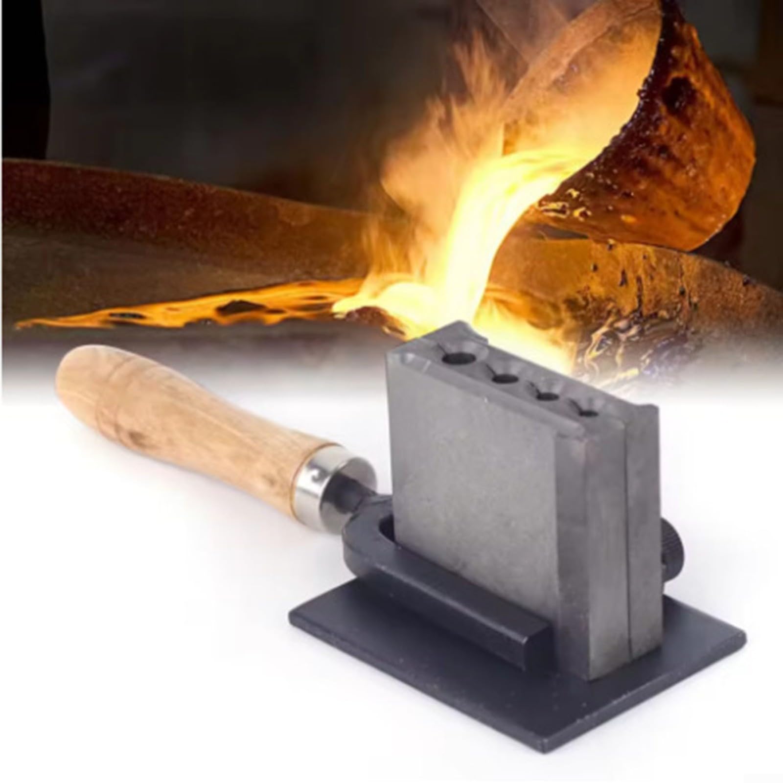 Lingot en métal réversible pour moulage en aluminium doré, argent, cuivre, aluminium, 4 tailles de cavité de 4 à 8 mm, plaque plate, outil de fabrication de bijoux, outil de raffinage 164 x 30 x 18 mm
