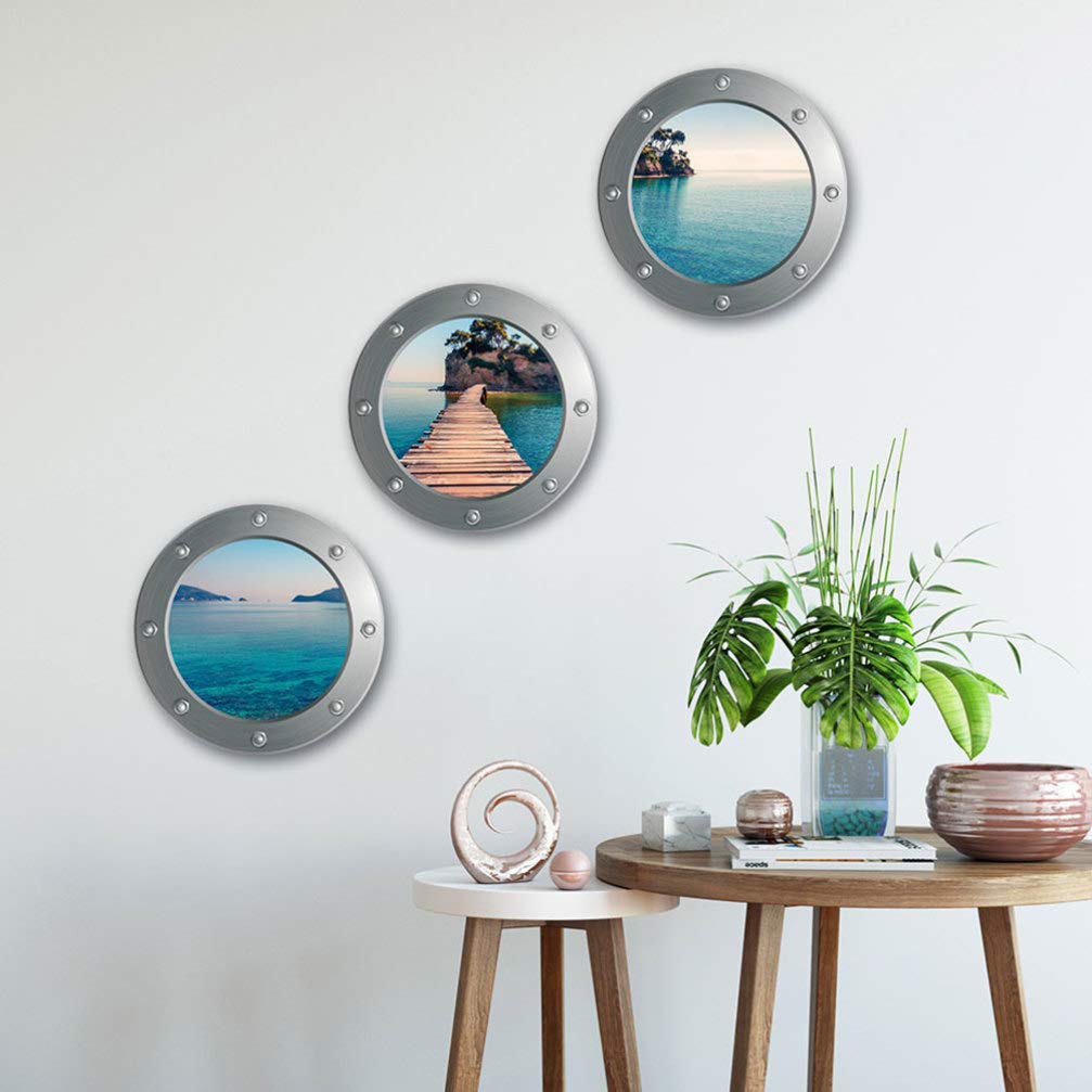 Wall Sticker Beach Porthole 3D Wall Decal Removable Seaside Window Home Art Decor for Bedroom Bathroom Nursery Washer - Image 2