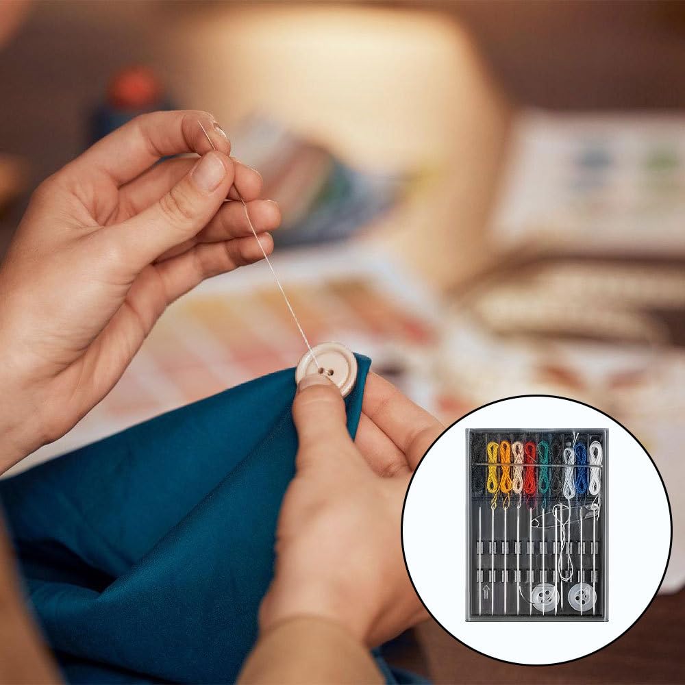 Kit da Cucito Portatile con Ago e Filo, Set Cucito con Scorrevole Apertura e 36 Pezzi, Accessori da Viaggio per Emergenze Sartoriali in Hotel e Casa