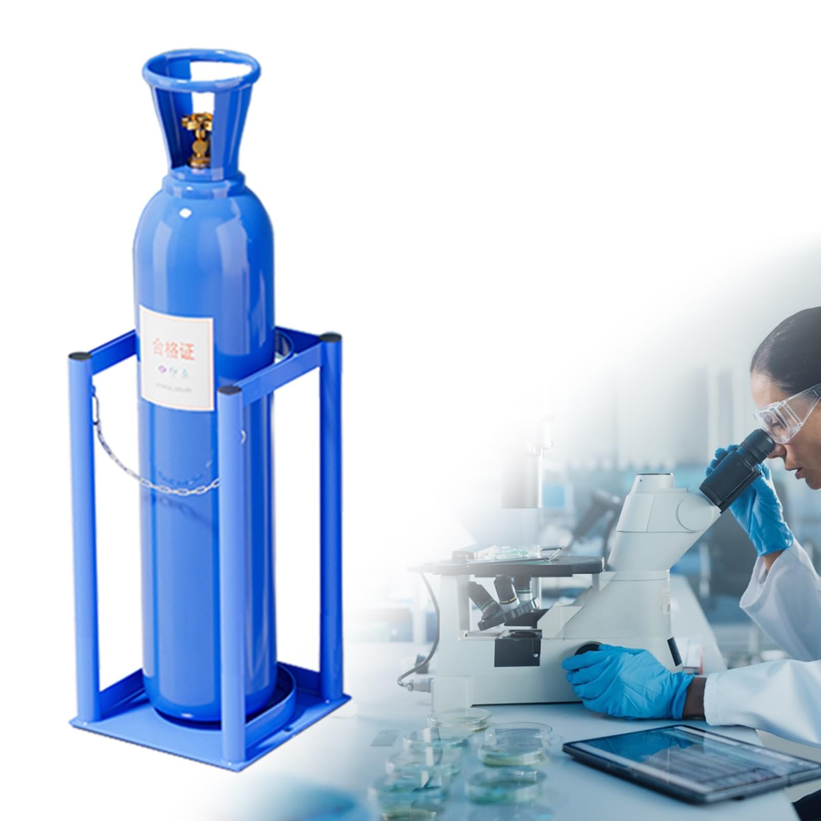 GHHVFEC Oxygen cylinder rack,Oxygen Tank Holder for Laboratories, MJDREll 4-5L Cylinder Rack Stand, Pre-drilled Gas Cylinder Bracket, Stable Oxygen Tank Stand without Wheels (L-21cm/8.25")