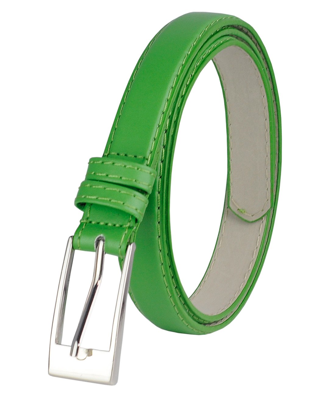 Women's Classy Skinny Bonded Leather Casual Belt with Shiny Buckle