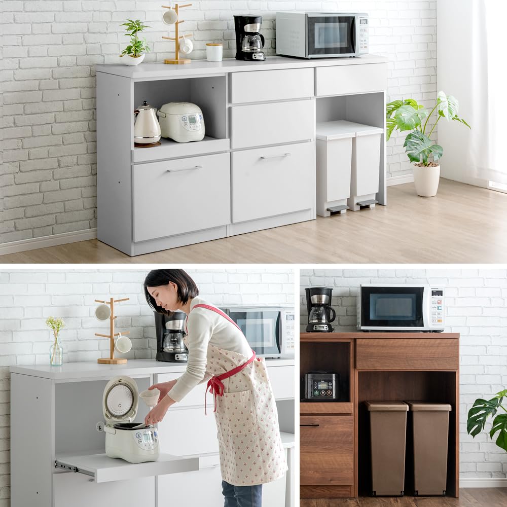 Amazon｜タンスのゲン キッチンカウンター 幅180cm 組み合わせ 完成品