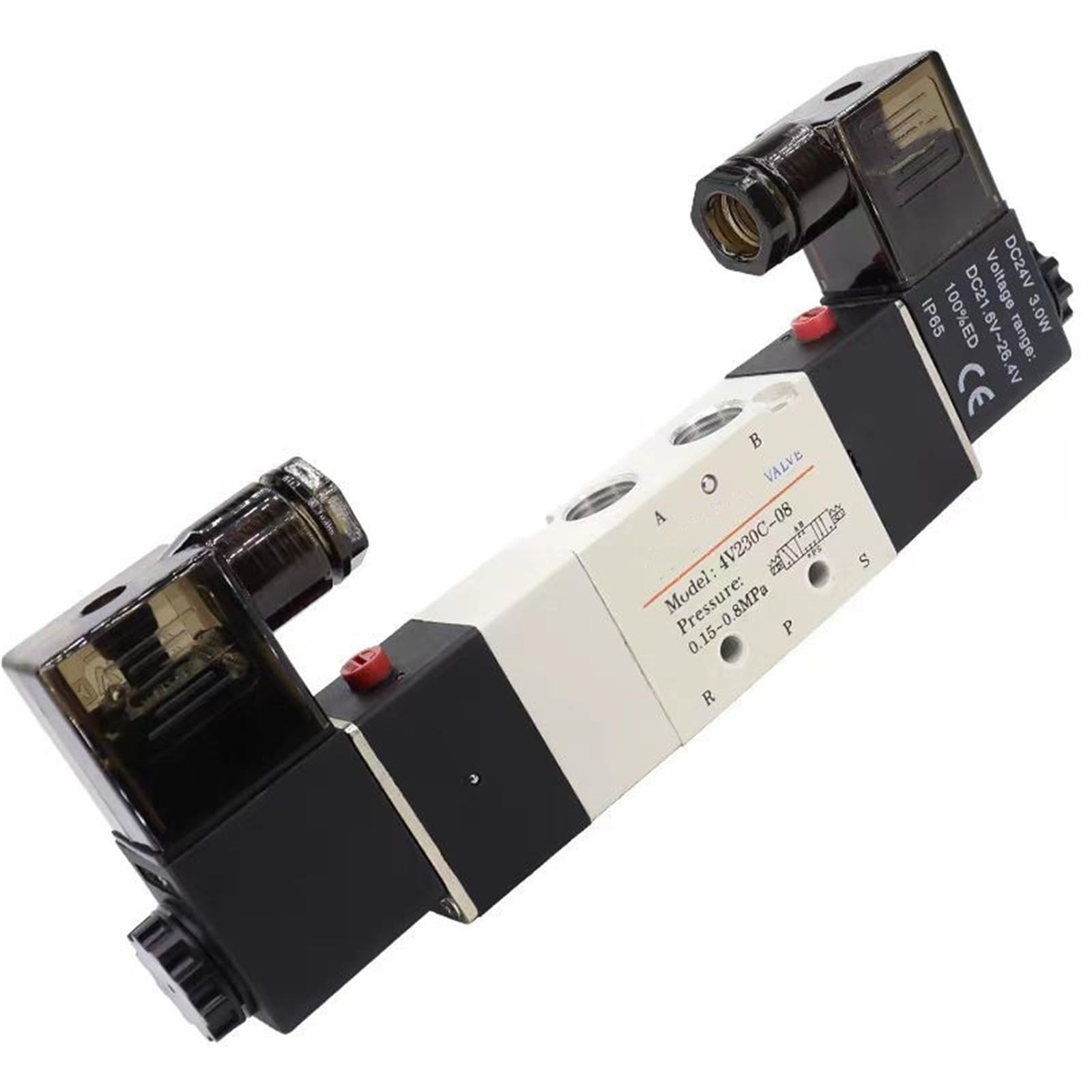 Xjedftozd 4V230c-08 Air Solenoid Valves 4V230-08 4V230e-08 3 Position 5 Port 1/4" Pneumatic Control Valve(,Dc24v)