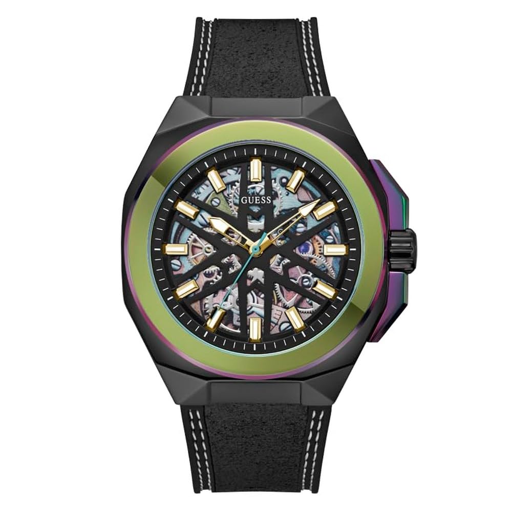 GUESS Leather MenS 46Mm Analog Watch - Black Strap Black Dial Multi-Color Case, Black, Classic (B0CLF3XX5Q) Amazon Price History, Amazon Price Tracker