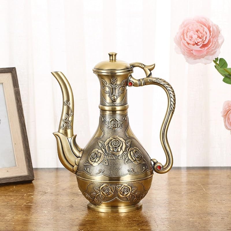 Metal Bronze Wine Set European Vintage Gift Box Home Wine Cabinet Decorated Wine Pot