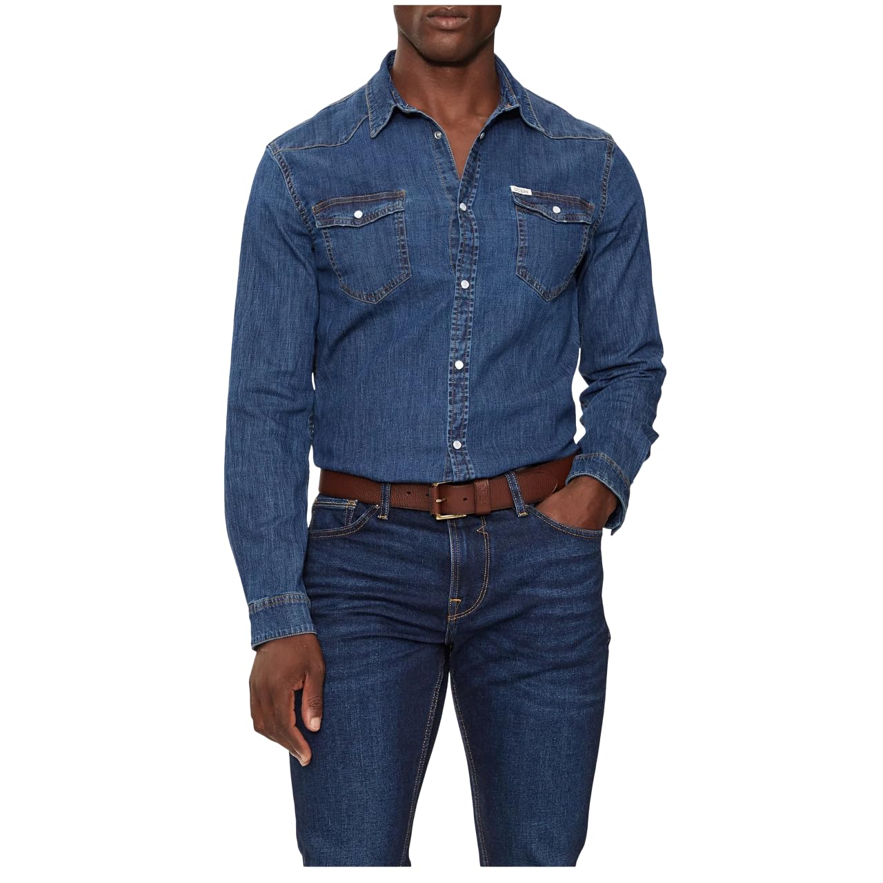GUESS Camicia Manica Lunga in Jeans Truckee M4YH02D3PF6 Blu M
