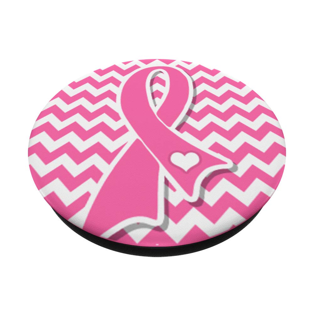 Pink Hope Ribbon Breast Cancer PopSocket Grip - Swappable Phone Accessory With Inspirational Message