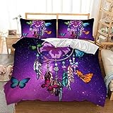 Galaxy Dream Catcher Bedding Twin Size Butterfly Duvet Cover Set Feather Dream Catcher Comforter...