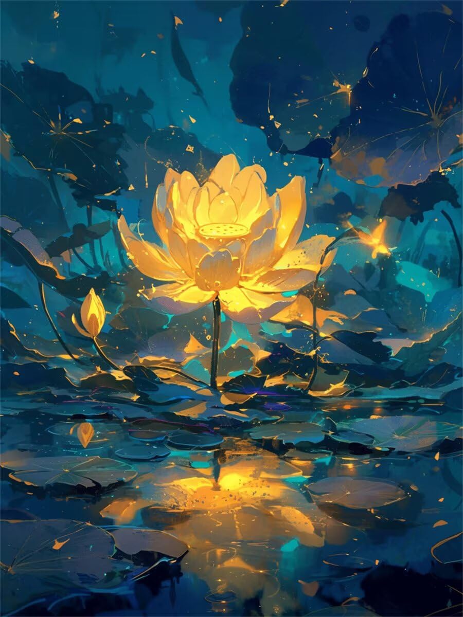 Peinture diamant kit complet bricolage strass point de croix lotus 60x80cm